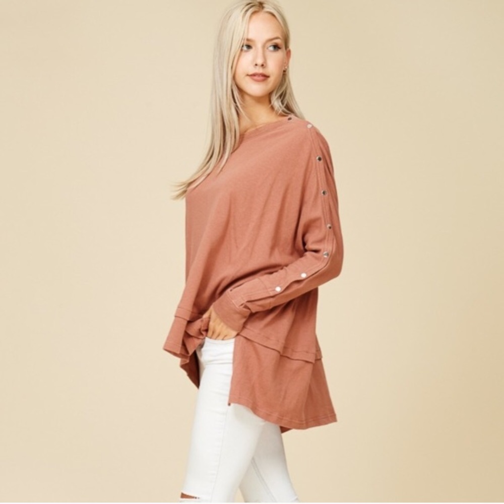 ✨Madeline Hi-Lo Sweater - Brick - Picture 3 of 4